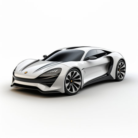 Super sports concept car on a white background with a shadow on the groundの素材
