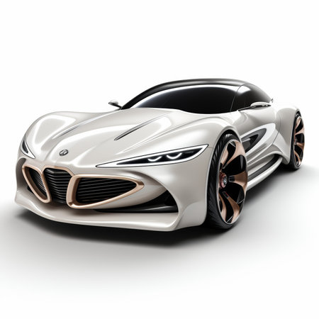 Modern sports car on a white background. 3d render image.の素材