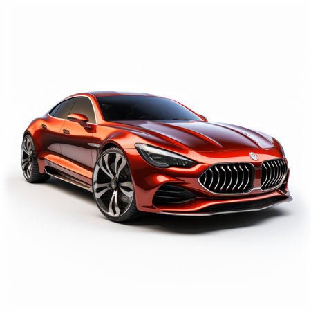 Concept car sports premium coupe. Orange and black color. 3D renderingの素材
