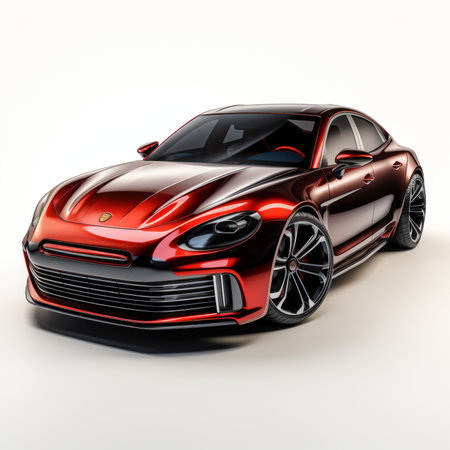Concept car sports premium coupe. Red and black colors. 3d renderingの素材