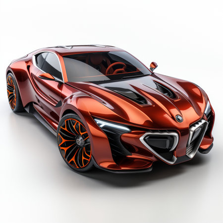 Super sports concept car on a white background. 3d render imageの素材