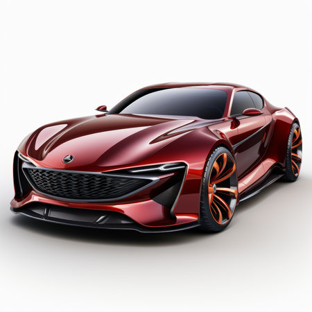 Modern sports car coupe on a white background. 3d renderingの素材