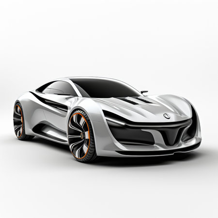 Luxury concept sports car on a white background. 3d renderingの素材