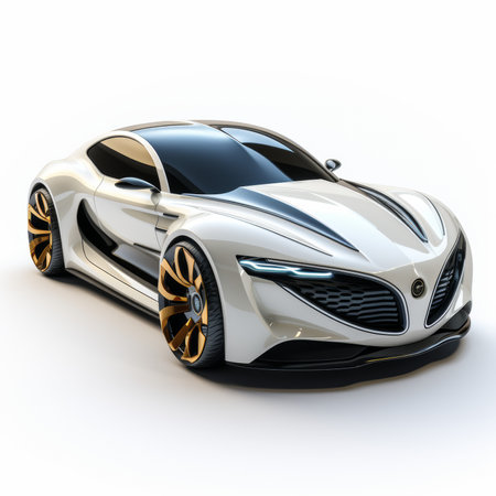 Super sports concept car on a white background. 3d rendering.の素材