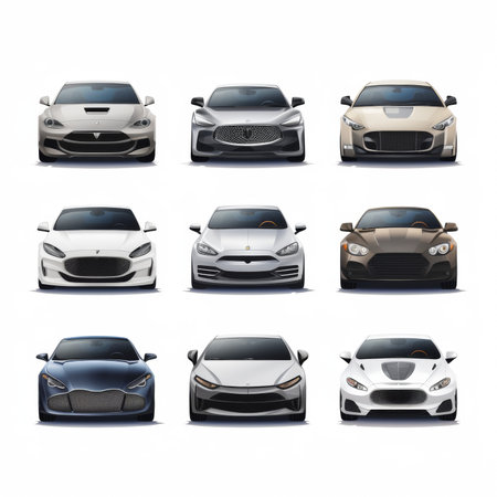 Set of modern sports cars on a white background. 3d renderingの素材