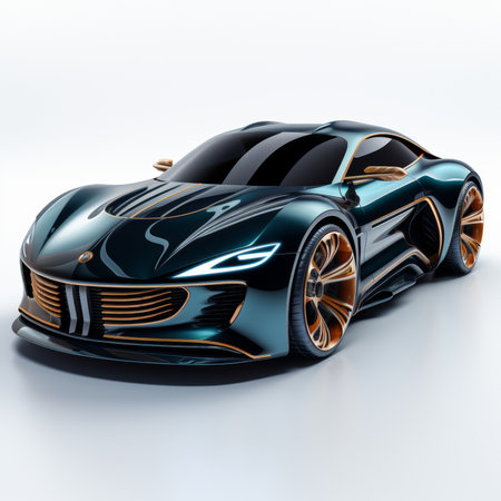 3D rendering of a brand-less generic concept car in studio environmentの素材