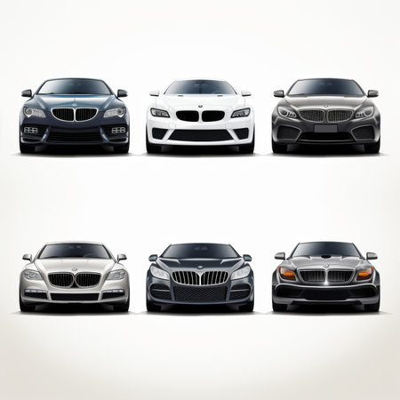 Set of black modern sports car silhouettes. 3d rendering.の素材