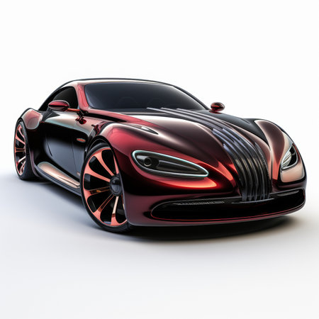 Concept car sports coupe. Black and red color. 3D renderingの素材
