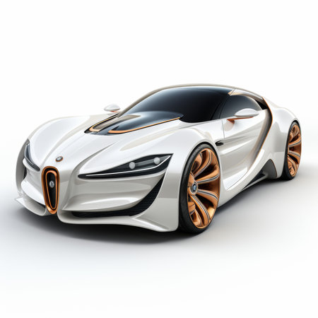 Luxury sports car on a white background. 3d renderingの素材