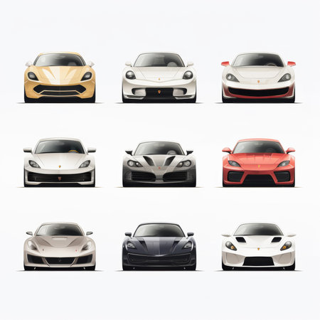 Set of modern sports cars on a white background. Vector illustration.の素材