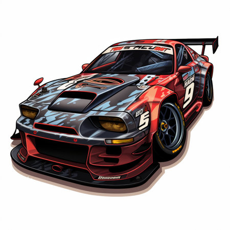sport car on the white background, 3d illustration, sketchの素材