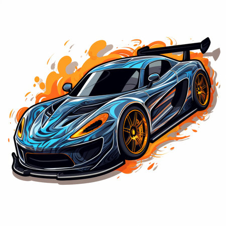 Sport car. Vector illustration. Isolated on a white background.の素材