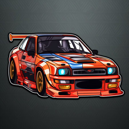 Vector illustration of a racing car on a dark background. Side view.の素材