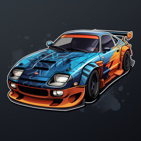 Sport racing car. Vector illustration for t-shirt and other uses.の素材