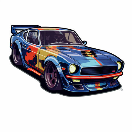 Retro car. Vector illustration. Isolated on white background.の素材