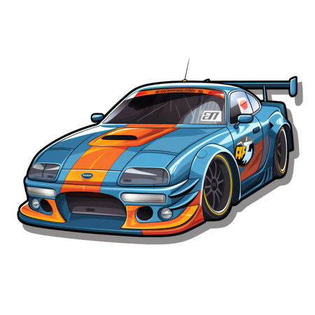 illustration of a classic sports car on a white background, vector illustrationの素材