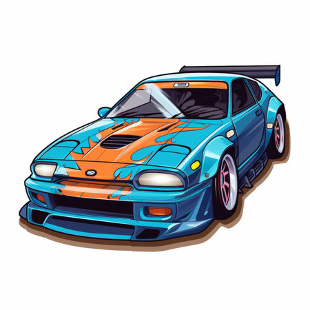 Retro sports car isolated on a white background. Vector illustration.の素材