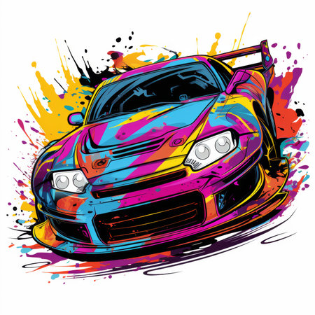Colorful sport car on grunge background. Vector illustration eps10の素材