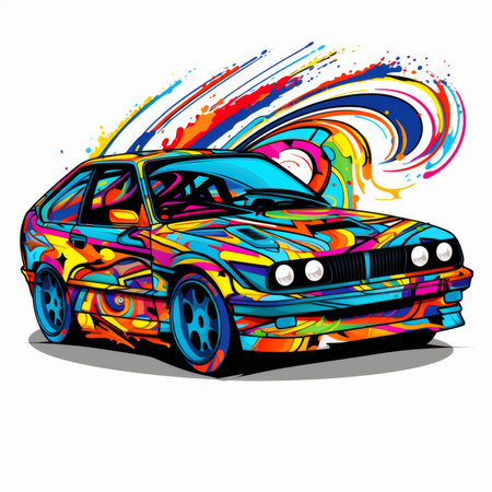 sport car with abstract colorful background, vector illustration eps10の素材