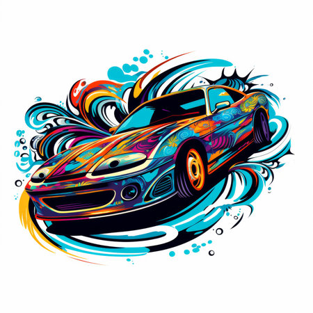 Sport car on grunge background. Vector illustration for your design.の素材