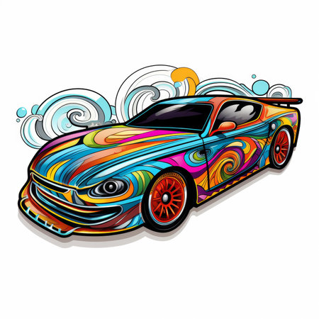 Vector illustration of a retro car in the style of pop art.の素材