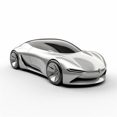 Concept of sports car. Silver sports car on a white backgroundの素材