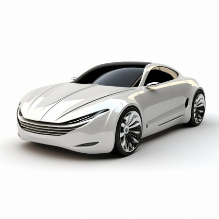 Concept white sports car on a white background. 3d renderingの素材