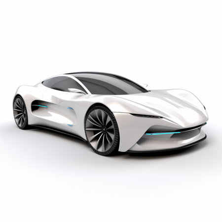 White sports concept car on a white background. 3d rendering.の素材