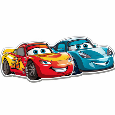 Cartoon race cars isolated on a white background. Vector illustration.の素材