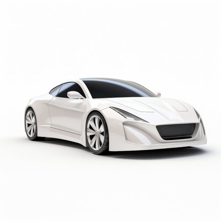 White sports car coupe on a white background. 3d renderingの素材