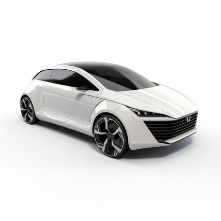 Modern white sports car coupe on a white background. 3d renderingの素材