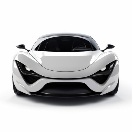 Modern white sports car concept on a white background. 3d renderingの素材