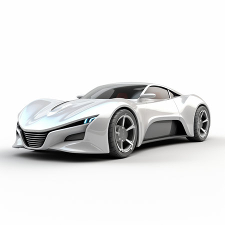 Super sports concept car on white background. 3D render image.の素材