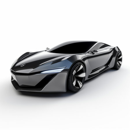 Black concept sports car coupe on white background. 3D renderingの素材