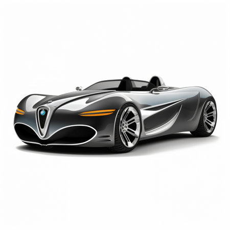 Modern sports car on a white background. 3d render. Side view.の素材