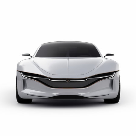 Modern white sports car coupe on white background. 3d renderingの素材