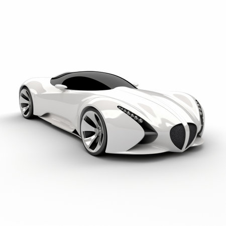 White sports concept car on white background. 3D render image.の素材