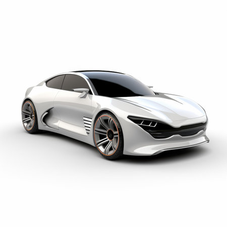 Modern super sports car on white background. 3D rendering with shadowの素材