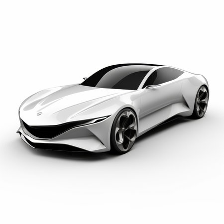 Concept sports car on a white background. 3d rendering.の素材