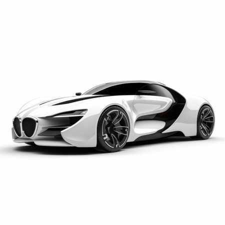 White modern sports concept car - side view. 3D Illustrationの素材