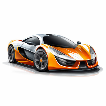Modern orange sports car on a white background. Vector illustration. Eps 10の素材