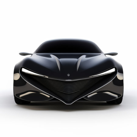 Black sports car on a white background. 3d render image.の素材
