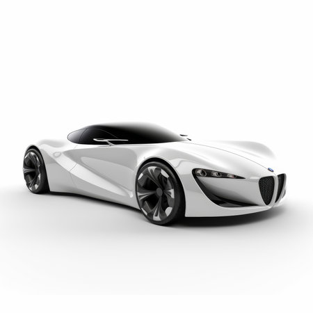 Modern sports car on a white background. 3d render image.の素材