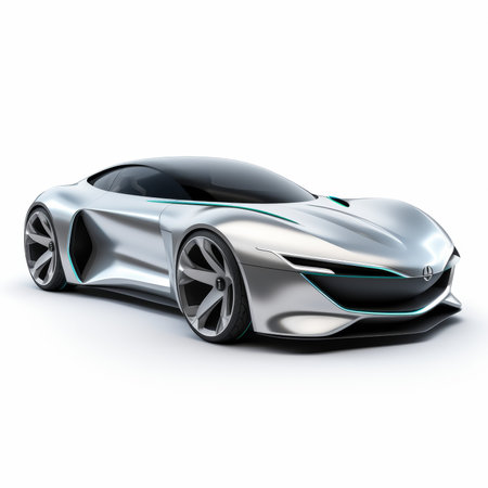 Sports car concept on a white background. 3d render image.の素材