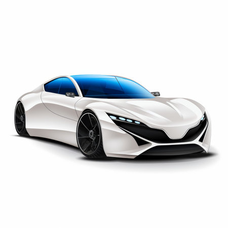 Modern white sports concept car - top down side view 3D renderの素材
