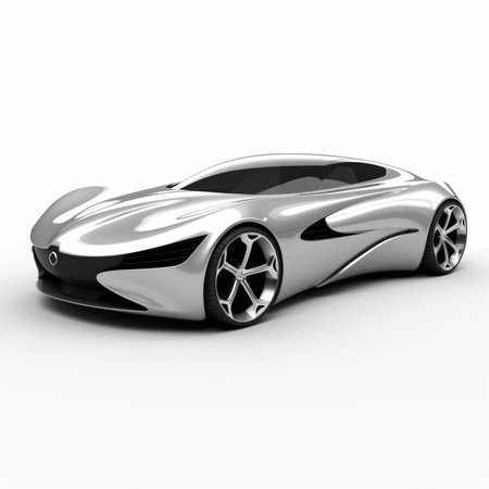 Modern sports car on a white background. 3d render image.の素材