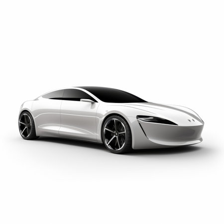 White sports car coupe on a white background. 3d renderingの素材