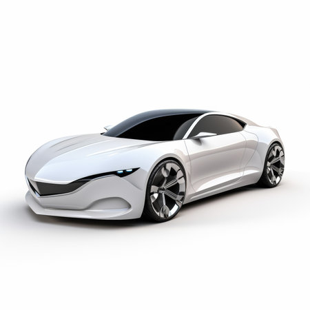 Modern white sports car coupe on white background. 3D renderingの素材