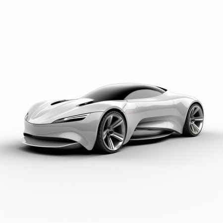 Sports car concept on a white background. 3d render image.の素材