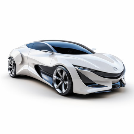 Modern sports car concept on a white background. 3d rendering.の素材